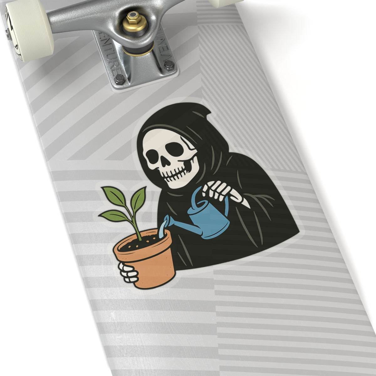 Whimsical Gothic Kiss-Cut Stickers | Grim Reaper Plant Lover Decor, Laptop Stickers, Funny Gift for Halloween, Gardening Enthusiasts