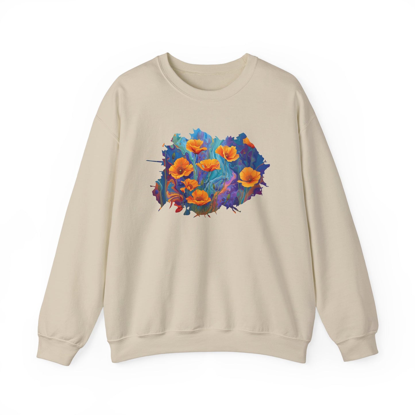 Golden Bloom California Poppies - Sweatshirt [NATURE’S VIBRANT WARMTH]