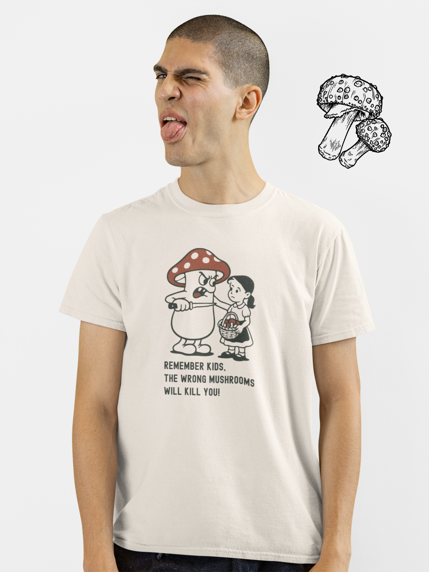 Wrong Mushrooms Warning – Unisex T-Shirt [Funny Forager Caution]