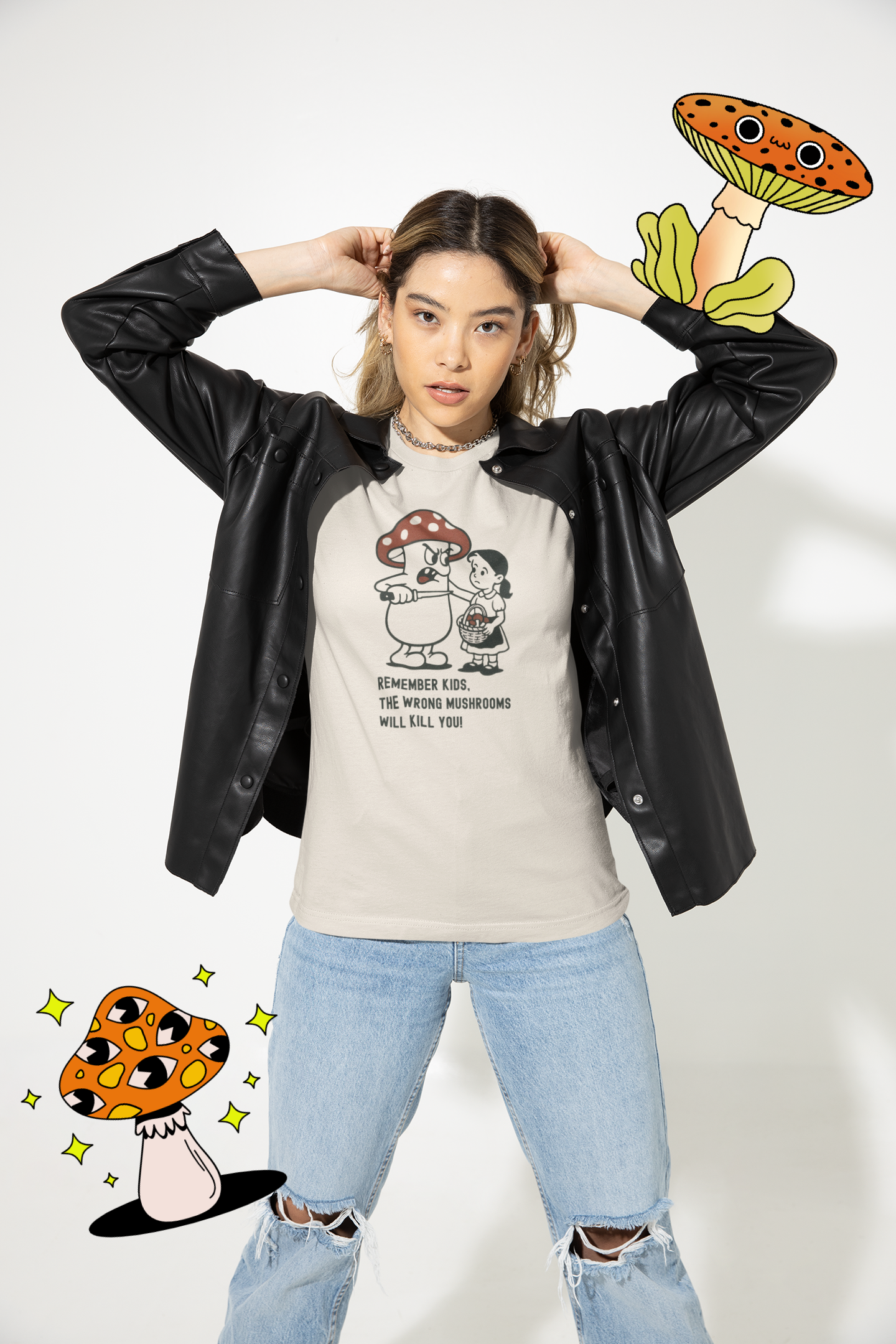 Wrong Mushrooms Warning – Unisex T-Shirt [Funny Forager Caution]