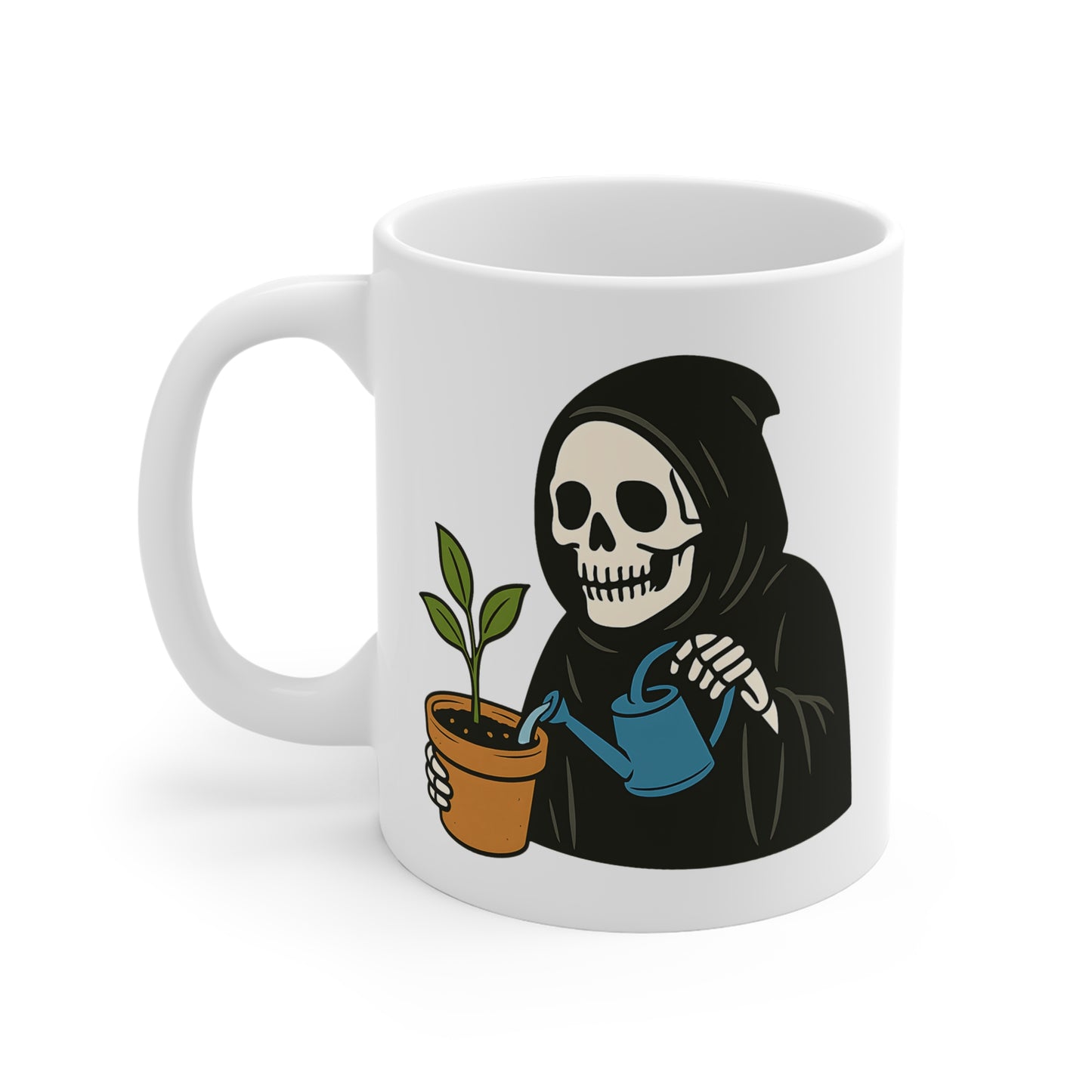 Grim Reaper’s Green Thumb – Funny Skeleton Mug [THE DARKLY WHOLESOME GIFT FOR PLANT & GOTH LOVERS]