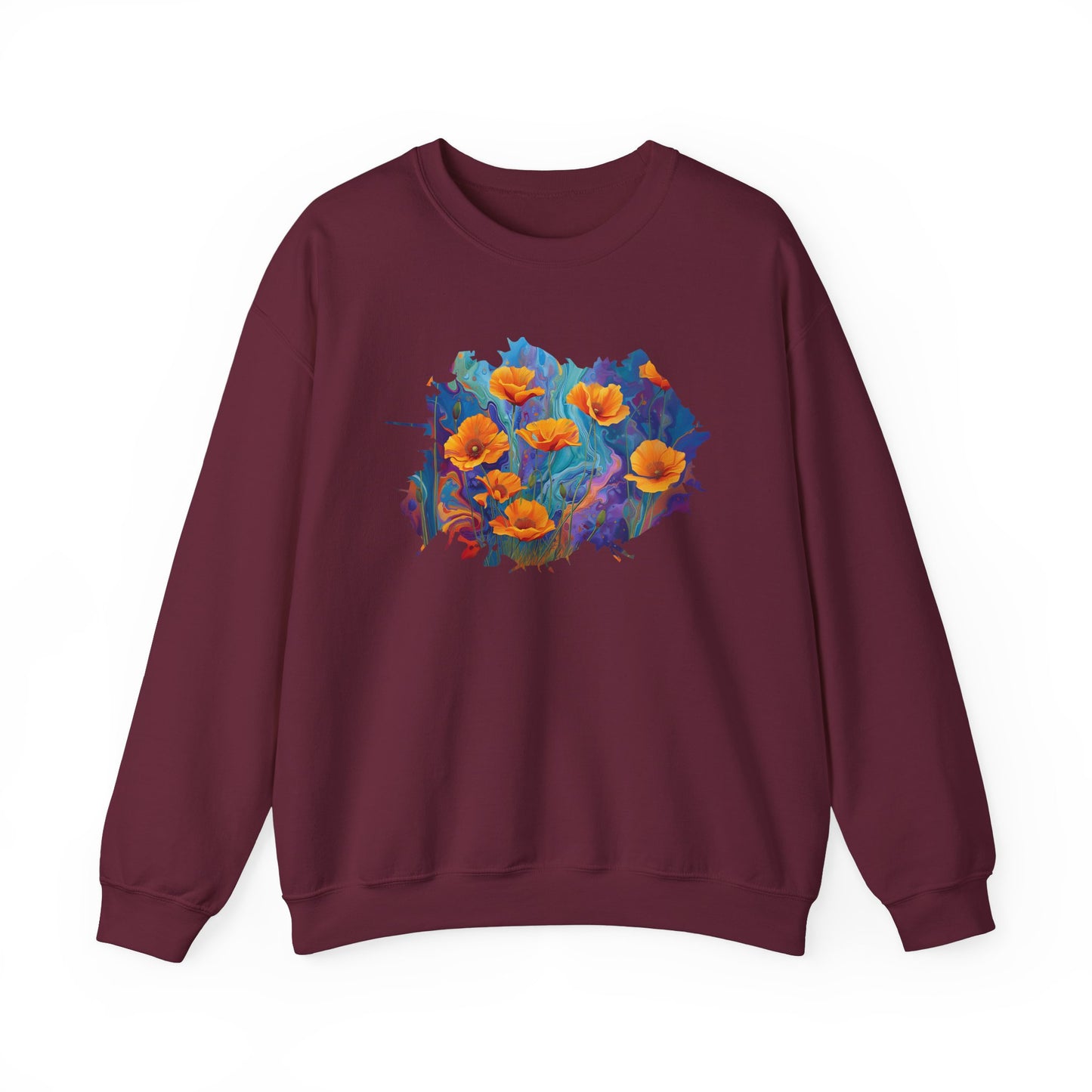 Golden Bloom California Poppies - Sweatshirt [NATURE’S VIBRANT WARMTH]