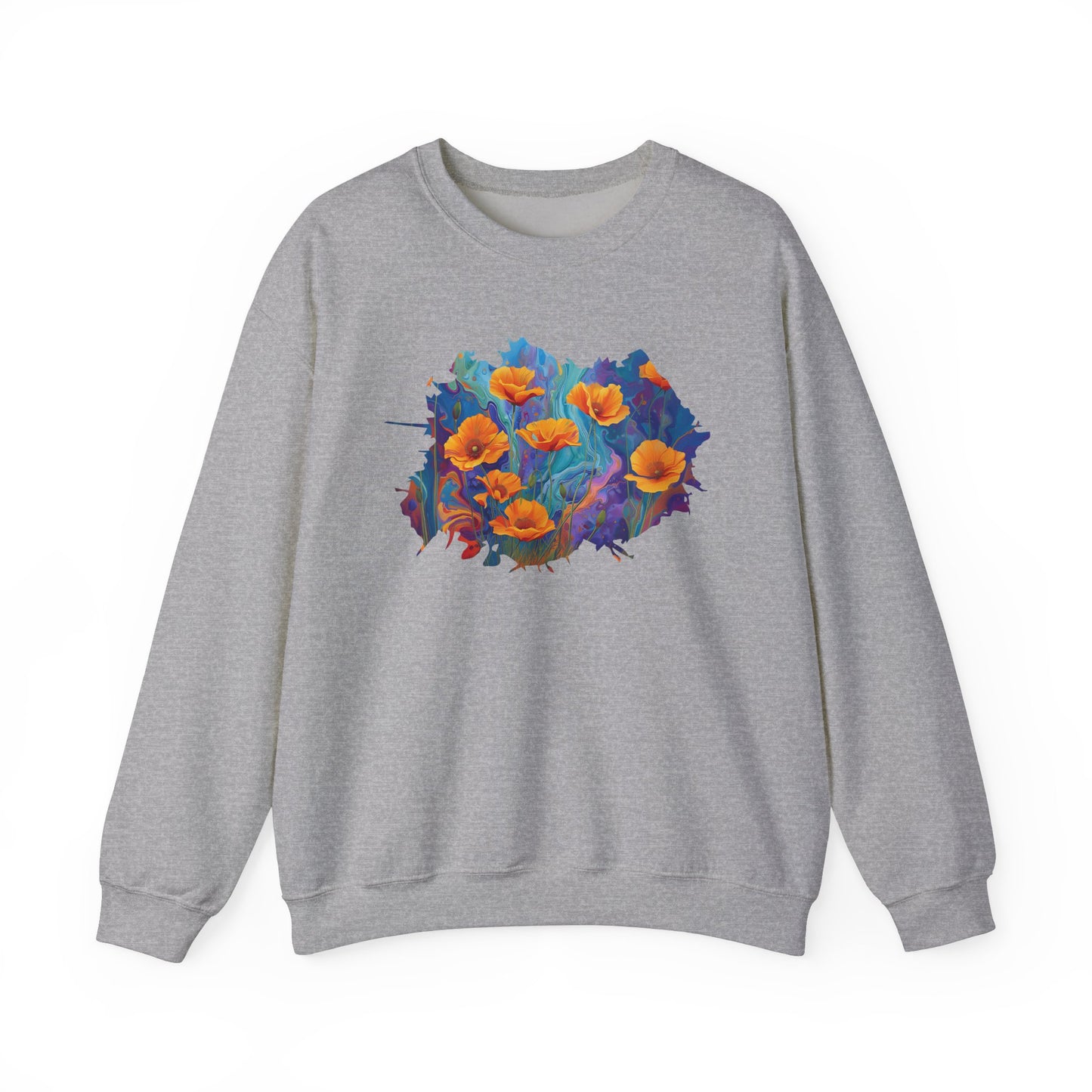 Golden Bloom California Poppies - Sweatshirt [NATURE’S VIBRANT WARMTH]