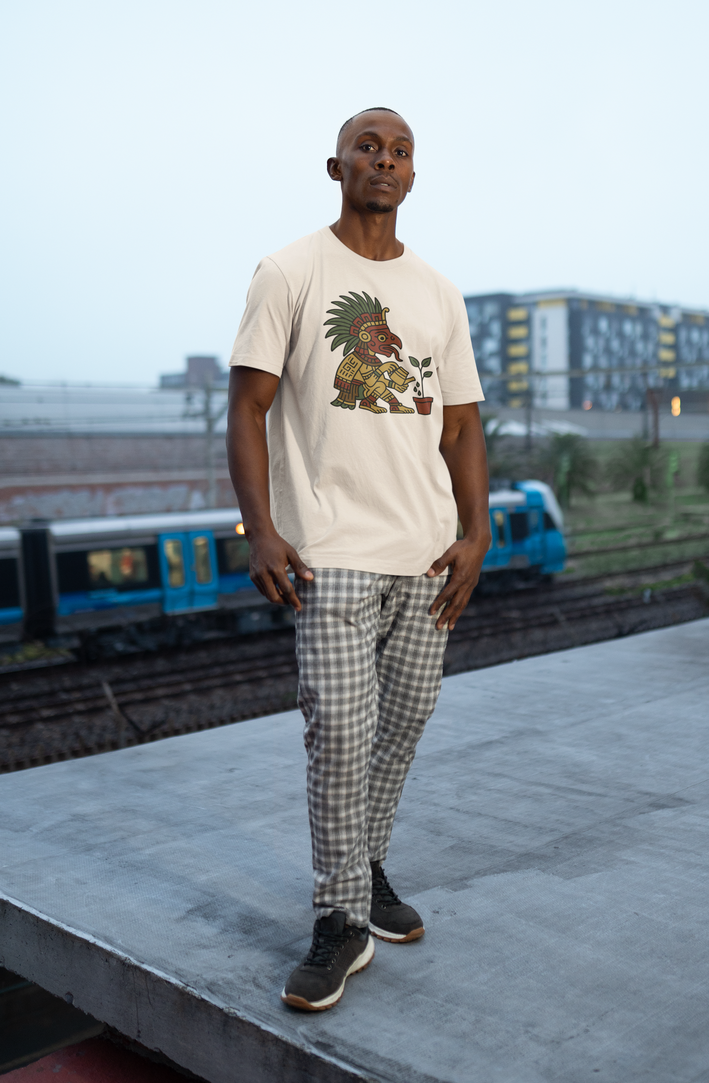 Aztec Warrior Gardener Tee – Unisex T-Shirt [NURTURE YOUR ROOTS]