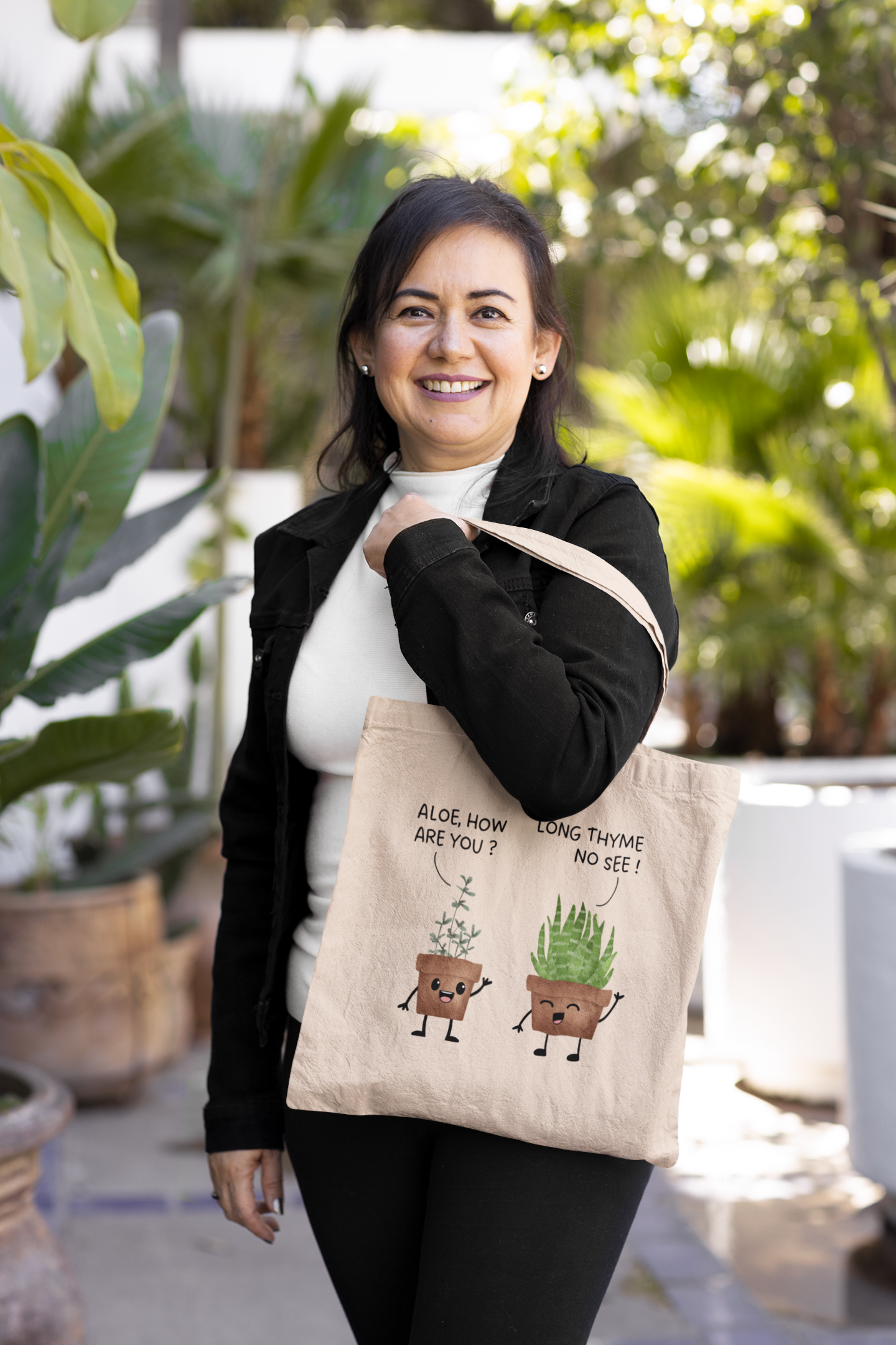 Aloe and Thyme - Cotton Tote Bag [THE ULTIMATE FEEL-GOOD PLANT LOVER DESIGN]