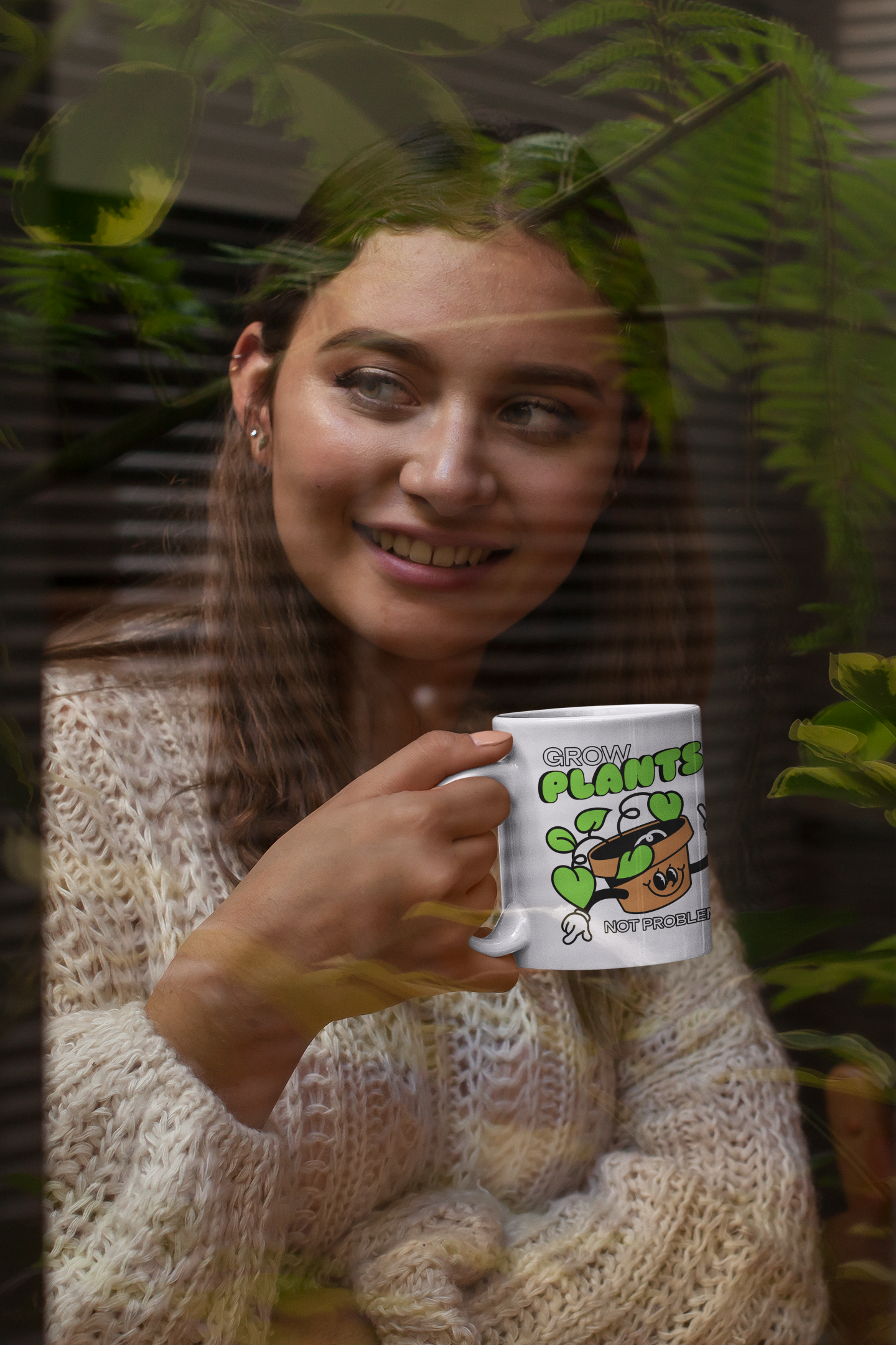 Grow Plants Not Problems – Funny Positive Vibes Mug [MOOD BOOST FOR PLANT LOVERS]