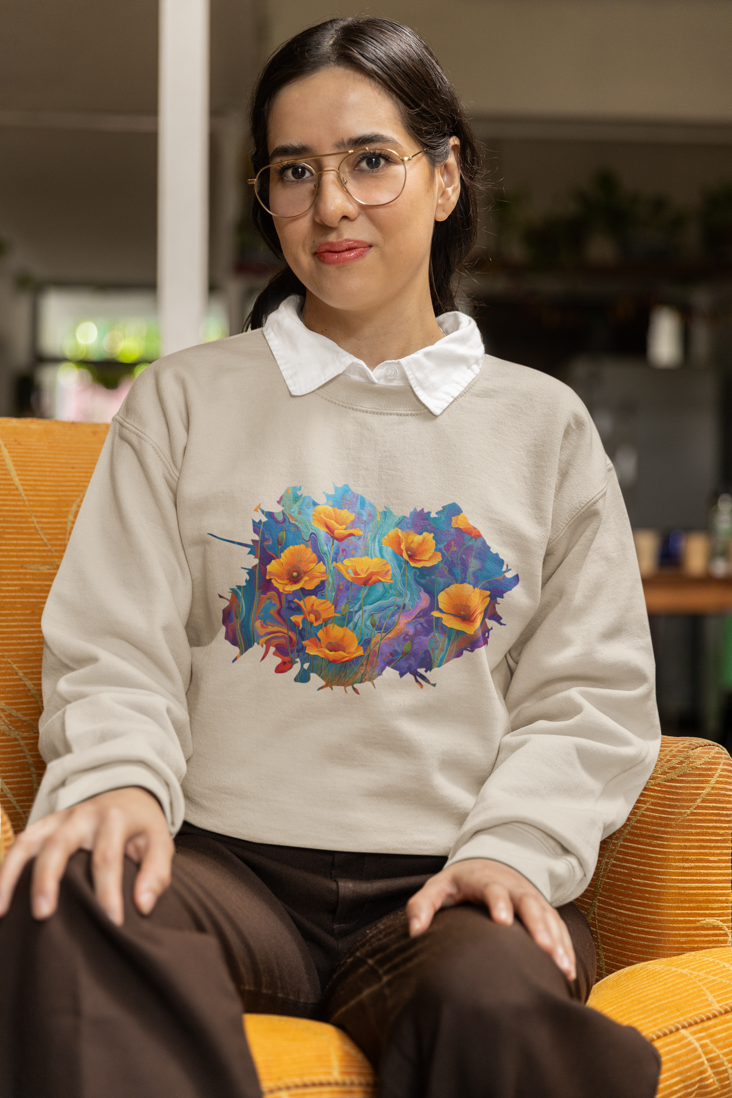 Golden Bloom California Poppies - Sweatshirt [NATURE’S VIBRANT WARMTH]