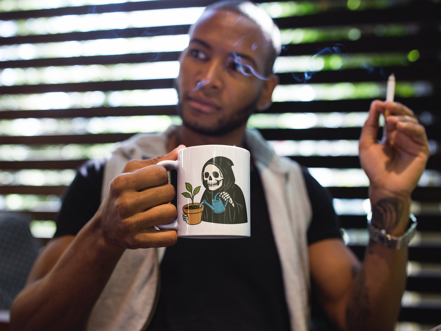 Grim Reaper’s Green Thumb – Funny Skeleton Mug [THE DARKLY WHOLESOME GIFT FOR PLANT & GOTH LOVERS]